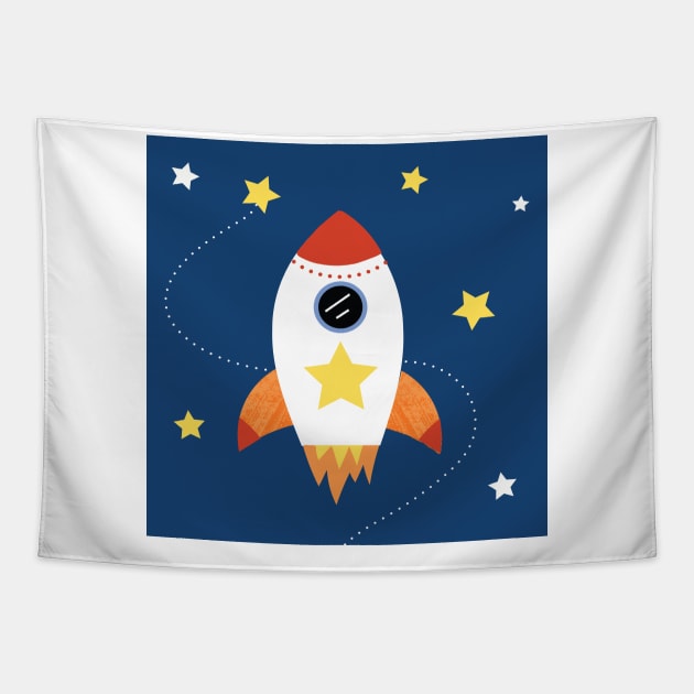 Kids spaceship Tapestry by tfinn