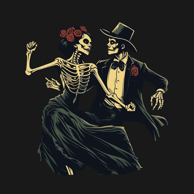 Elegant Skeletons Dancing Modern Style Danse Macabre by Piggy Boxer