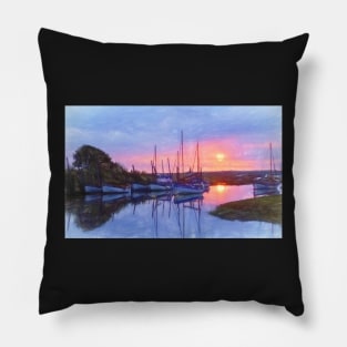 Boats At Blakeny a Digital Painting Pillow
