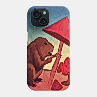 watercolor groundhog with Strawberry mushroom Phone Case