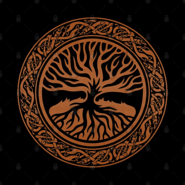 Tree of life  -Yggdrasil and  Runes Faux Leather by Nartissima