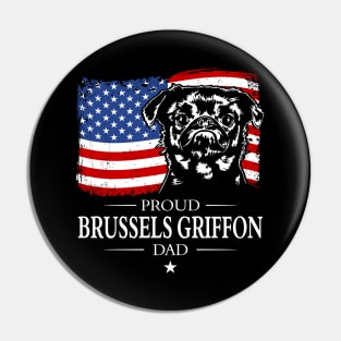 Brussels Griffon Dad American Flag patriotic dog Pin