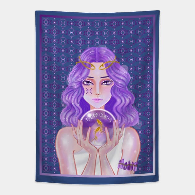 Pisces Amethyst Tapestry by amadeuxway