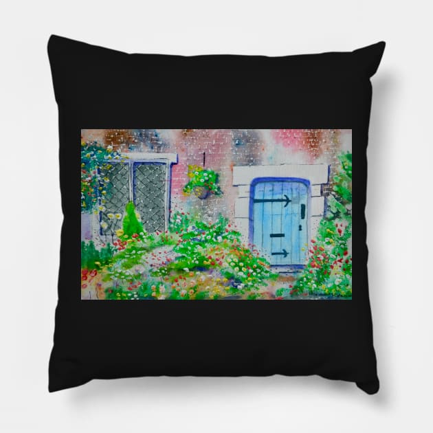 The  Blue Door Pillow by FrancesArt