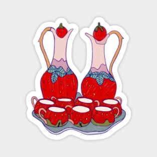 Vintage Strawberry Tea Set Magnet