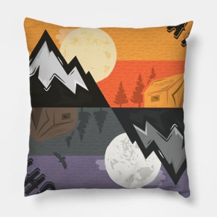 Camp Day | Camp Night Retro Pillow