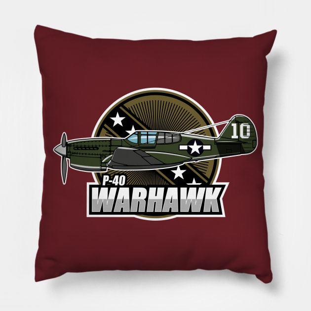 P-40 Warhawk Pillow by Tailgunnerstudios