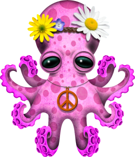 Cute Pink Baby Octopus Hippie Magnet