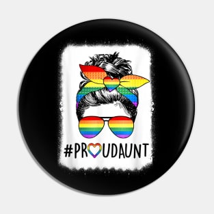 Proud Aunt Messy Bun Rainbow Lgbt Mom Pin