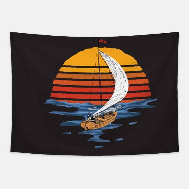 Vintage Sailing Boat Gift Tapestry by USProudness