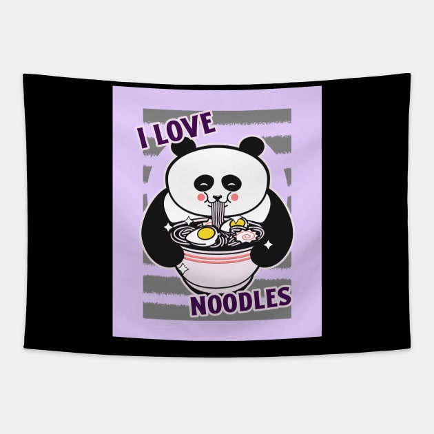 Cute Panda Ramen Tapestry by InfiniTee Design