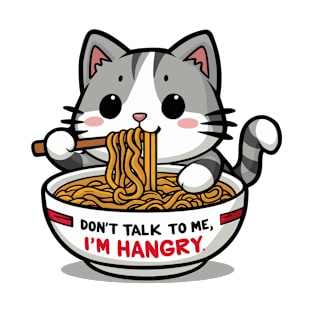 Hangry Cat Noodle Bowl Tee - Cute Foodie Cat Lover Shirt T-Shirt