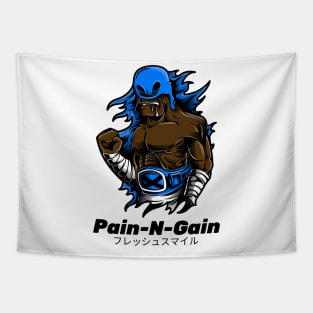 Pain-N-Gain Work Hard Play Harder Wrestler Tapestry