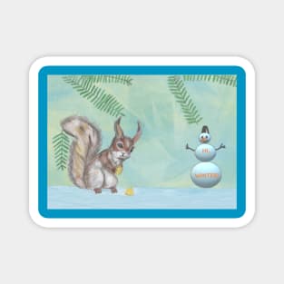 Squirrel in Winter Magnet