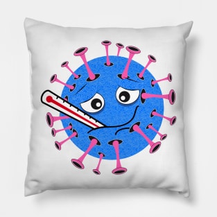 Virus with clinical thermometer in the mouth Pillow