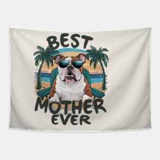 Bulldog  dogs and a mom funny Tapestry