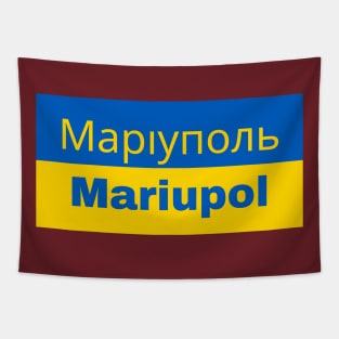 Mariupol City in Ukrainian Flag Tapestry