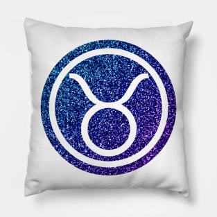 Blue Purple Glitter Zodiac - Taurus Pillow