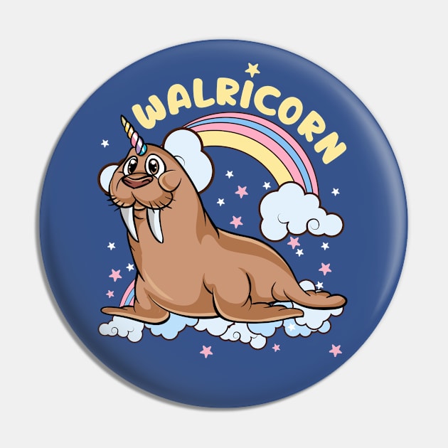 Walrus Unicorn Walricorn Magical Sea Animal Pin by E