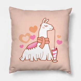 Fancy Pink Llama with Milkshake Pillow