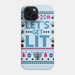 Let Get Lit Hanukkah Sweater Phone Case