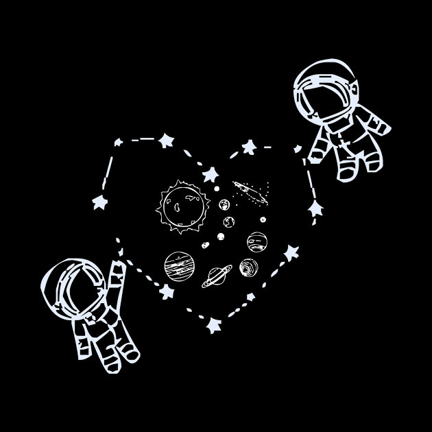 Astronauts children universe space stars heart by RRDESIGN