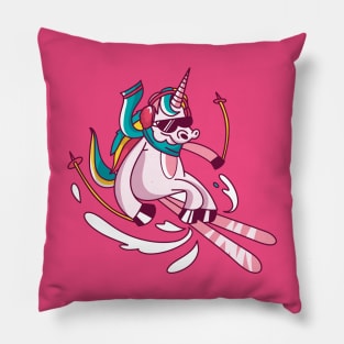 Skiing Unicorn Pillow