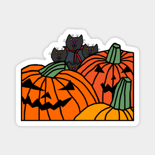 Vampire Cats and Halloween Horror Pumpkins Magnet