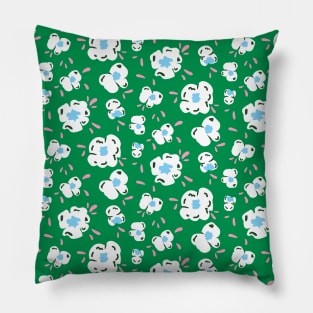 Chunky Pop Corn floral pattern on Bright green background Pillow