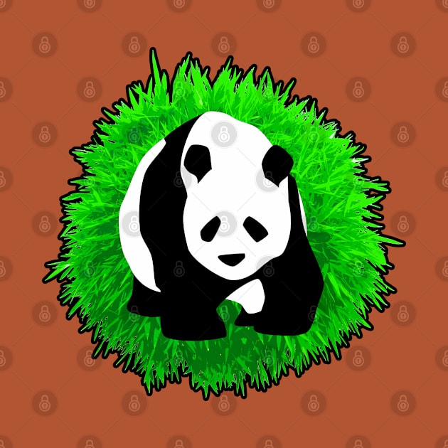 🐼 Cute Panda Illustration, Posed in front of a Bamboo Tree by Pixoplanet