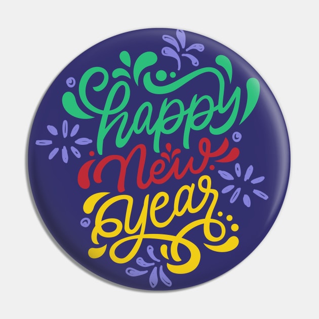 Vibrant and Festive Happy New Year Pin by SLAG_Creative