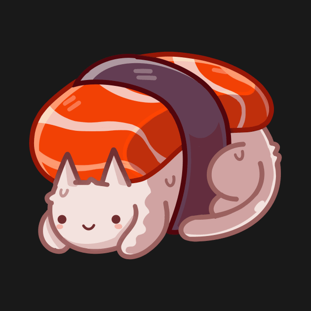 Salmon Nigiri Cat by Claire Lin