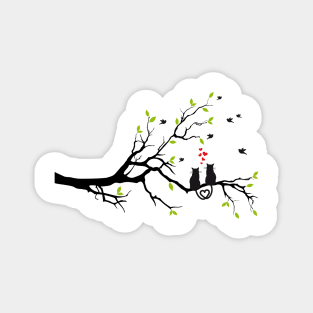 Cats in love on spring tree Magnet