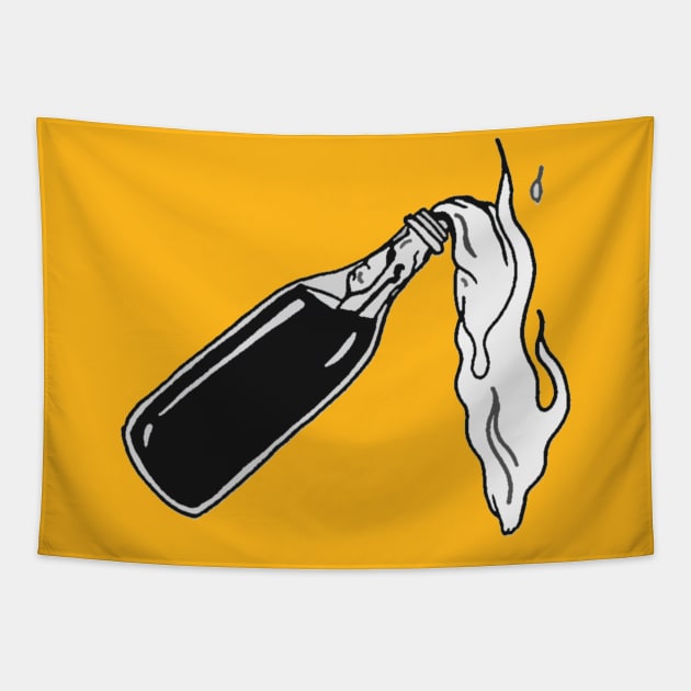 Molotov Cocktail Black White Tapestry by CharlieCreator