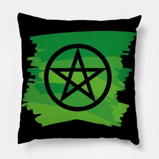 Pagan Pentagram Green Paint Witch Magick Pillow