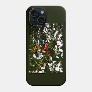 Holly Branch with Red Seeds Phone Case