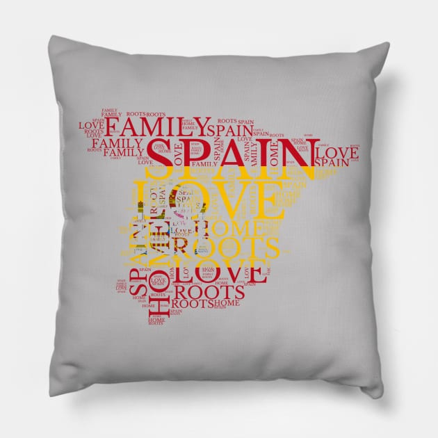 Spain Love, Home, Roots, and Family Map Pillow by maro_00