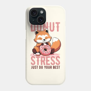 Cute red panda Donut Stress Just Do Your Best - Light Background Phone Case