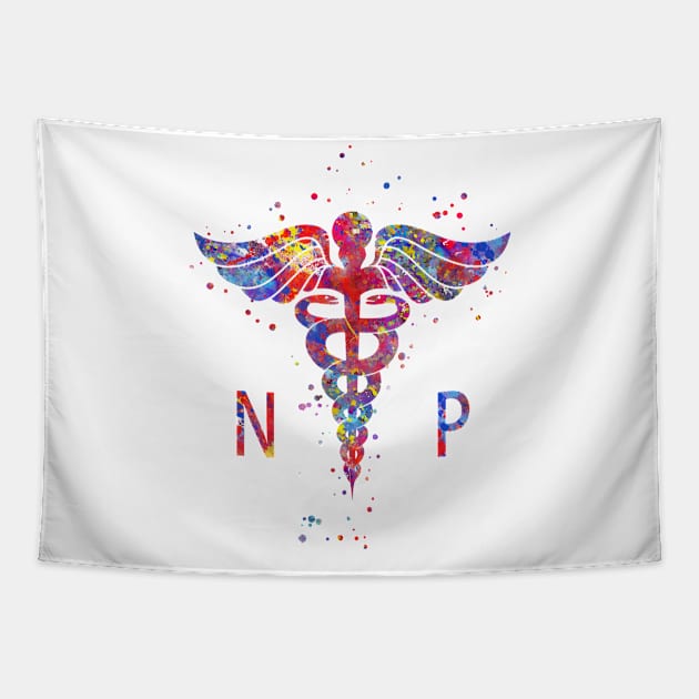 Nurse practitioner caduceus Tapestry by RosaliArt