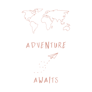 Adventure Awaits Map - Rosegold T-Shirt