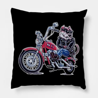A dog riding a motorcycle Pillow