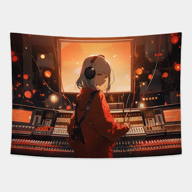 Lofi Girl In The Studio Tapestry by Nightarcade