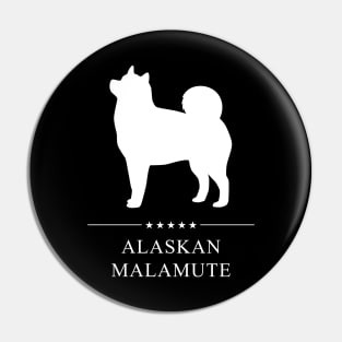 Alaskan Malamute Dog White Silhouette Pin