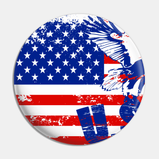 usa distressed bald eagle american flag Pin