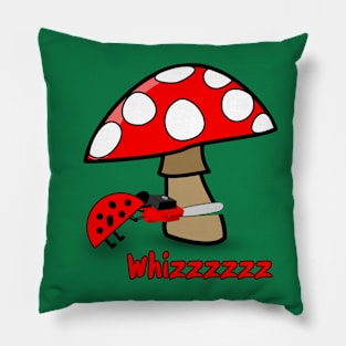 Jealous ladybug sawing a mushroom , Mimiw Pillow