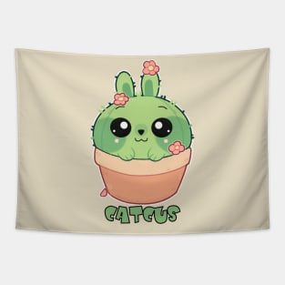 kawaii cute friendly cactus cat Tapestry