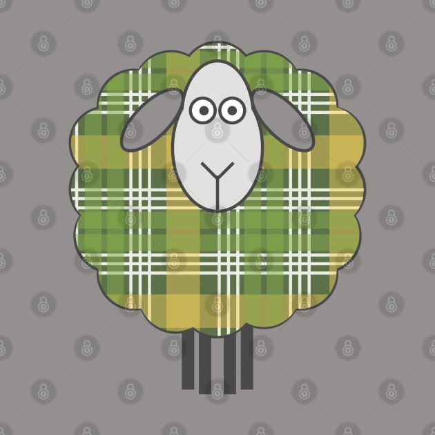 Scottish Green and Yellow Tartan Patterned Sheep by MacPean