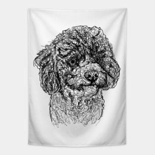 Dog draw with scribble art style Tapestry