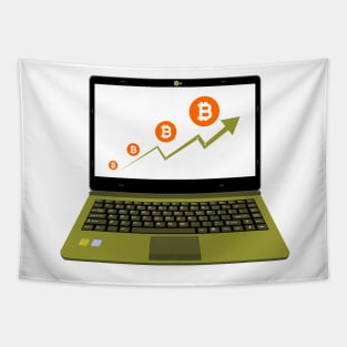 realistic laptop vector illustration display bitcoin assets Tapestry