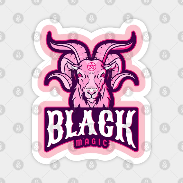 Black Magic Cute Pink Goat Baphomet with Pentagram Magnet by Witchy Ways